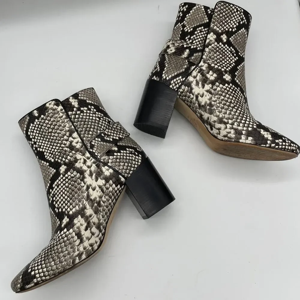 Tory Burch Kira Stamped Snake Print Leather Bootie - 8.5